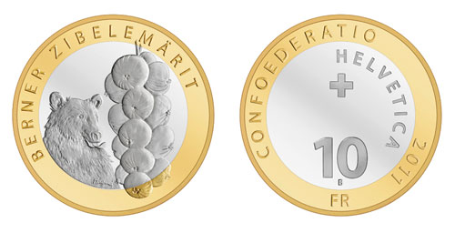 10 Franken Gedenkmünze Schweiz 2011 Berner Zibelemärit