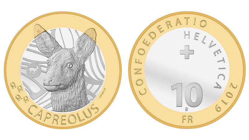 10 Franken Gedenkmünze 2019 Reh