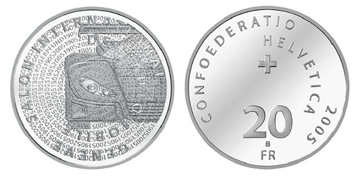 20 Franken Gedenkmünze Schweiz Silber 2005 Autosalon