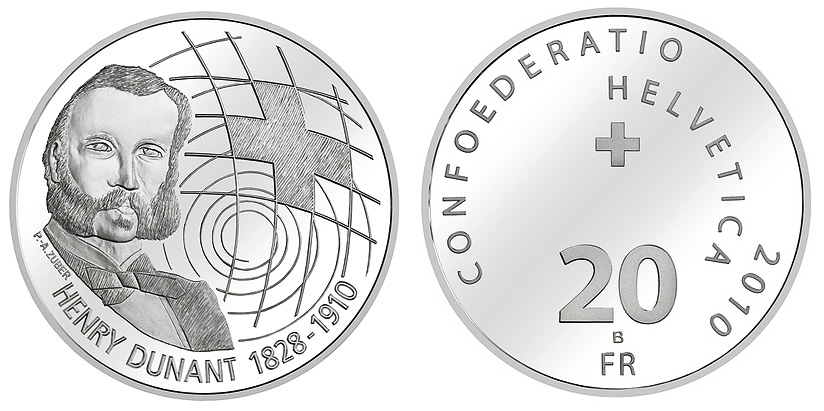 20 Franken Gedenkmünze Schweiz Silber 2010 Henry Dunant