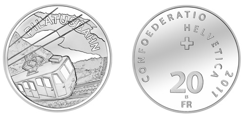 20 Franken Gedenkmünze Schweiz Silber 2011 Pilatusbahn
