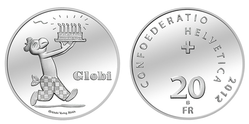 20 Franken Gedenkmünze Schweiz Silber 2012 80 Jahre Globi