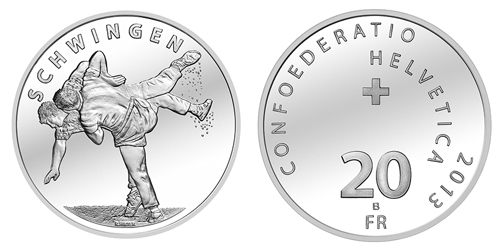 20 Franken Gedenkmünze Schweiz Silber 2013 Schwingen