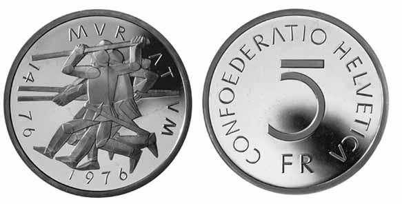 5 Franken Gedenkmünze 1976 Schalcht bei Murten