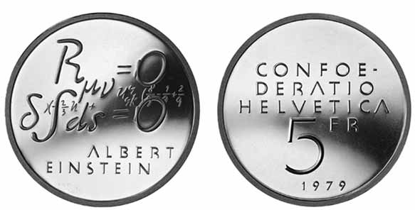 5 Franken Gedenkmünze 1979 Albert Einstein Formel