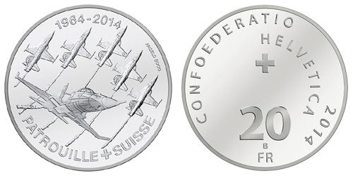 20 Franken Gedenkmünze 2014 50 Jahre Patroullie Suisse