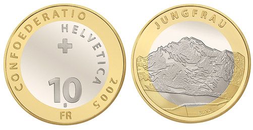 10 Franken Gedenkmünze 2005 Jungfrau