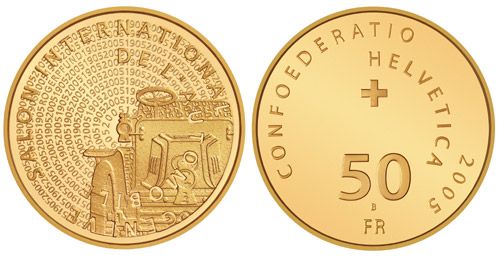 50 Franken Gedenkmünze 2005 Automobilsalon Gold
