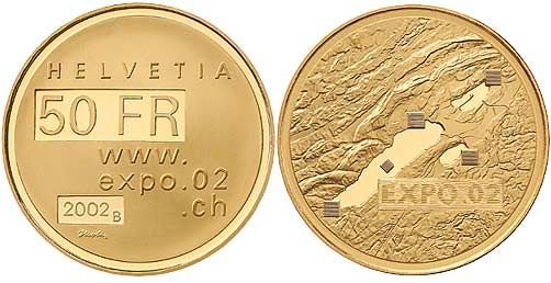 50 Franken Gedenkmünze 2002 Expo Gold