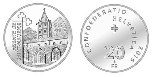 20 Franken Gedenkmünze 2015 1500 Jahre Kloster St. Maurice