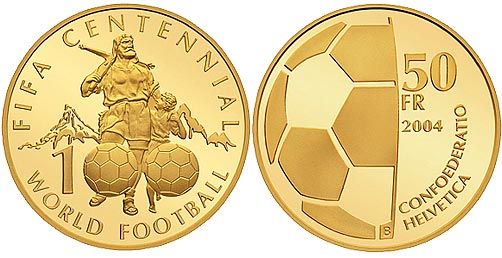 50 Franken Gedenkmünze 2004 FIFA Gold